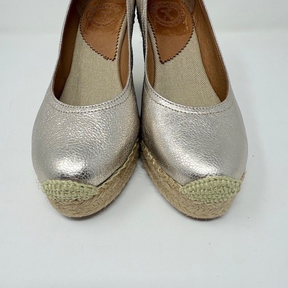 New Penelope Chilvers Scoop Leather Espadrille In Champagne Sz 38 - Picture 7 of 13